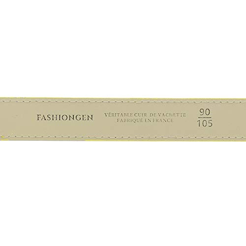 FASHIONGEN - Cinturón para mujer en cuero italiano, LUNA, Fabricado en Francia - Amarillo, 80 / Pantalones 38 a 42