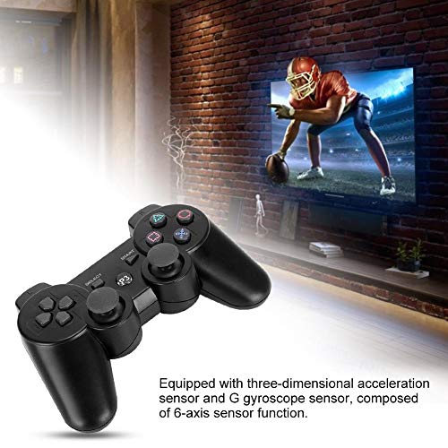 FastUU Gamepad inalámbrico Bluetooth, Gamepad de estabilización de señal de Mango de Juego Funcional Inteligente con Sensor de aceleración Tridimensional para PS3(Negro)