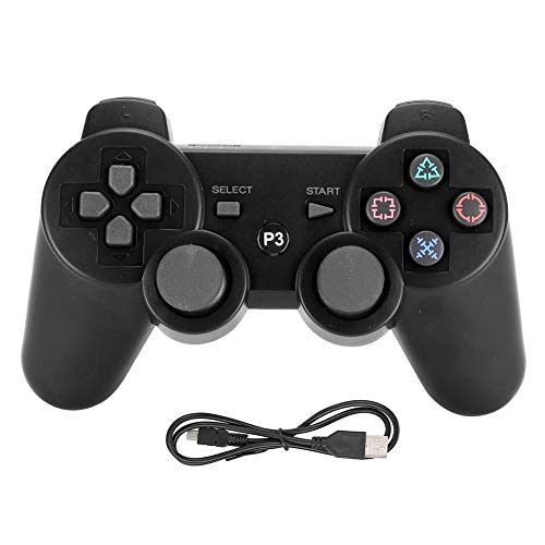 FastUU Gamepad inalámbrico Bluetooth, Gamepad de estabilización de señal de Mango de Juego Funcional Inteligente con Sensor de aceleración Tridimensional para PS3(Negro)