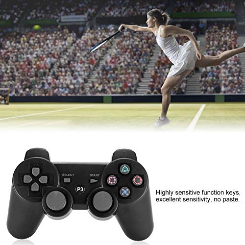FastUU Gamepad inalámbrico Bluetooth, Gamepad de estabilización de señal de Mango de Juego Funcional Inteligente con Sensor de aceleración Tridimensional para PS3(Negro)