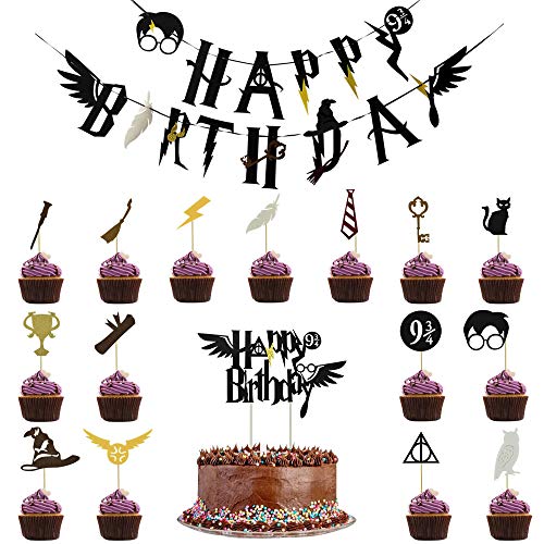 FAVENGO 18 Pcs Decoracion Harry Potter Cumpleaños Fiesta Tematica Harry Potter Adornos de Harry Potter para Cumpleaños para Adultos y Infantil Decoracion para Fiesta Tematica de Harry Potter Halloween