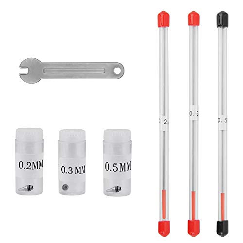 FAVENGO Juego de Agujas y Boquillas para Aerógrafo 0,2 mm, 0,3 mm, 0,5 mm 3x Boquillas para Aerógrafo 3x Agujas para Aerógrafo 13mm +1x Lleva de Repuesto para Pistola de Aerógrafo, Universal, 7 Piezas