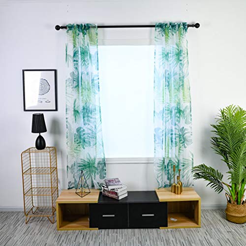 FBGood - Cortinas de Visillo con Hoja de Palma para detección de Ventanas Elegante decoración de Ventana para salón, balcón o Dormitorio