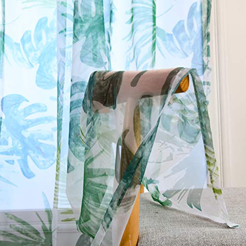FBGood - Cortinas de Visillo con Hoja de Palma para detección de Ventanas Elegante decoración de Ventana para salón, balcón o Dormitorio