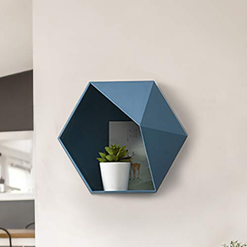 FBGood - Estante industrial vintage redondo para habitación, cocina, biblioteca, salón o café, marco de pared geométrico estante de pared ovalado para libros, CD y DVD, azul, azul