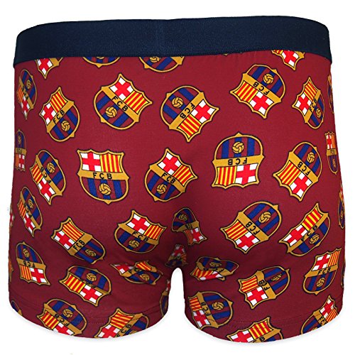 FC Barcelona - Calzoncillos oficiales de estilo bóxer - Para hombre - Con el escudo del club - Rojo - Medium