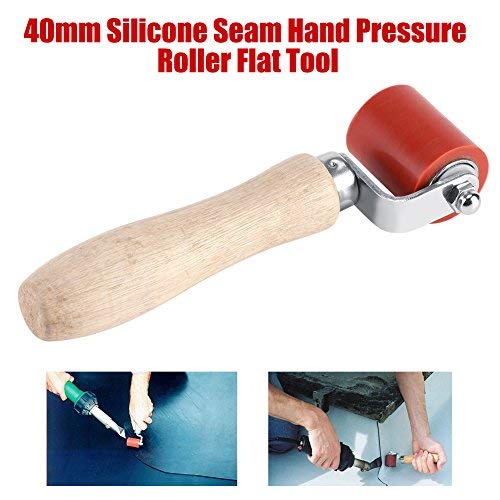 Fdit 1pc 40mm Rodillo Presionador Manual Resistente a Alta Temperatura Rodillo de Presión de Silicona PVC Soldadura Herramienta de Instalación (Rojo)