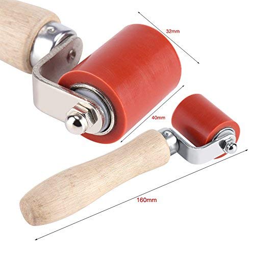 Fdit 1pc 40mm Rodillo Presionador Manual Resistente a Alta Temperatura Rodillo de Presión de Silicona PVC Soldadura Herramienta de Instalación (Rojo)