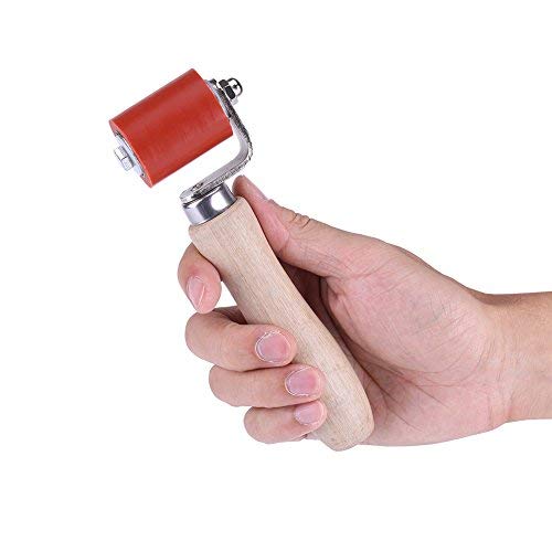 Fdit 1pc 40mm Rodillo Presionador Manual Resistente a Alta Temperatura Rodillo de Presión de Silicona PVC Soldadura Herramienta de Instalación (Rojo)