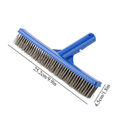 Fdit Cepillo para Piscinas de Acero Inoxidable Cepillo de Limpieza para Piscinas de Aluminio Resistente de 10"Cepillos de Limpieza con Clips EZ para Paredes, Azulejos y Pisos