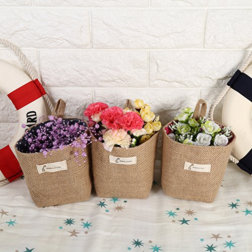 Fdit - Cesta de Lino y algodón para Colgar Ropa, Bolsa de Almacenamiento para el hogar, Organizador de Cesta Plegable