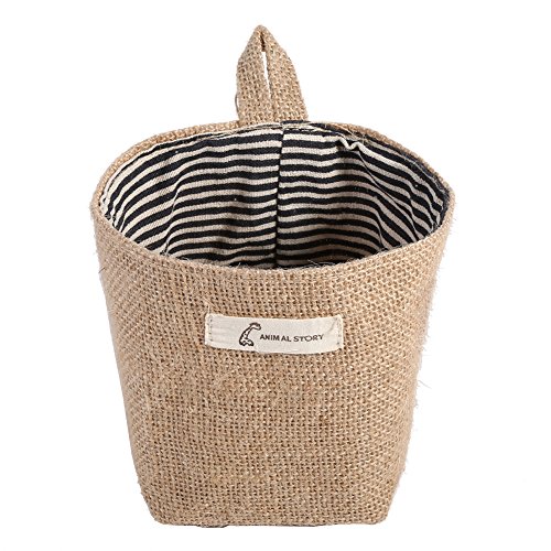 Fdit - Cesta de Lino y algodón para Colgar Ropa, Bolsa de Almacenamiento para el hogar, Organizador de Cesta Plegable