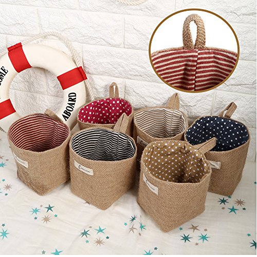 Fdit - Cesta de Lino y algodón para Colgar Ropa, Bolsa de Almacenamiento para el hogar, Organizador de Cesta Plegable