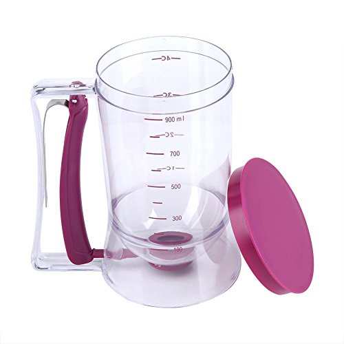 Fdit Dispensador de Masa de 900 ml Dispensador de Masa de Taza Herramienta de horneado Ideal para Cupcakes Muffins Creeps Tarta Waffles con Etiqueta de medición