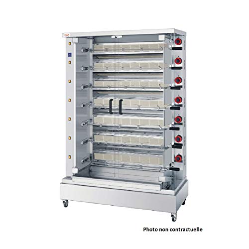 Féca - Asador profesional con radios infrarrojos, color rojo 24 poulets - 4 broches