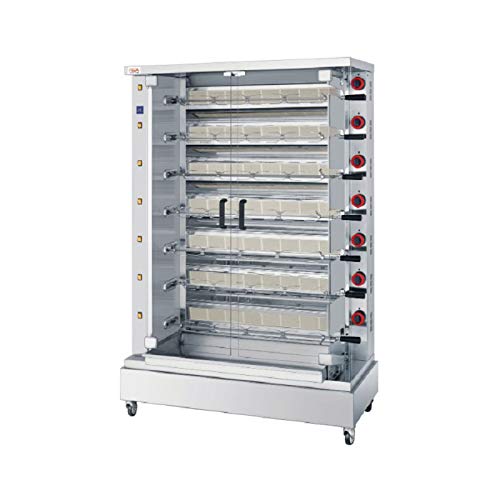 Féca - Asador profesional con radios infrarrojos, color rojo 24 poulets - 4 broches