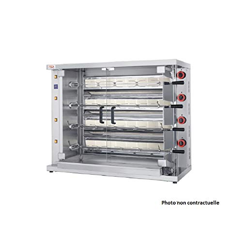 Féca - Asador profesional con radios infrarrojos, color rojo 24 poulets - 4 broches