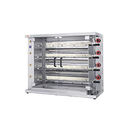 Féca - Asador profesional con radios infrarrojos, color rojo 24 poulets - 4 broches