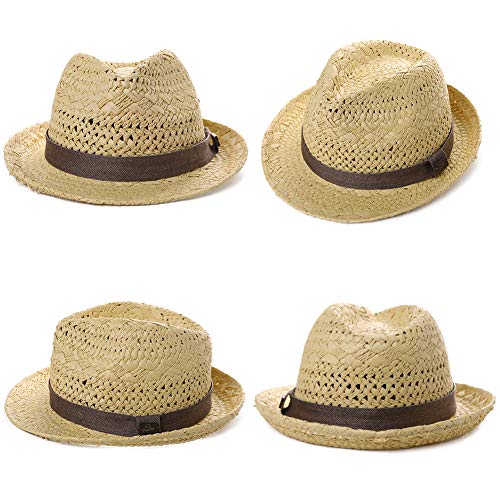 Fedora Sombrero de paja para el sol plegable de verano, sombrero de playa Panamá para hombres y mujeres, 56 – 62 cm -  Beige -  Small