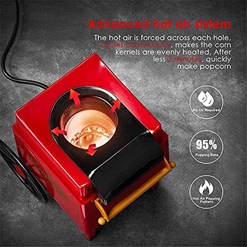 Feeyond Máquina De Palomitas De Maíz Eléctrica, Máquina De Palomitas De Maíz Eléctrica De Aire Caliente Retro Fácil De Hacer Bocadillos Bajos En Calorías, Amigos De Los Niños En Casa