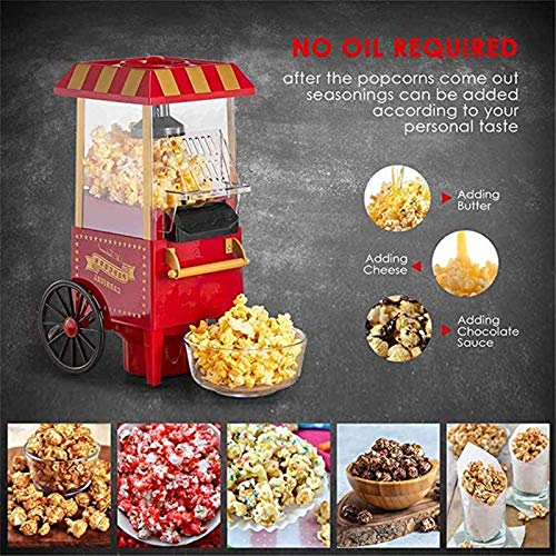 Feeyond Máquina De Palomitas De Maíz Eléctrica, Máquina De Palomitas De Maíz Eléctrica De Aire Caliente Retro Fácil De Hacer Bocadillos Bajos En Calorías, Amigos De Los Niños En Casa