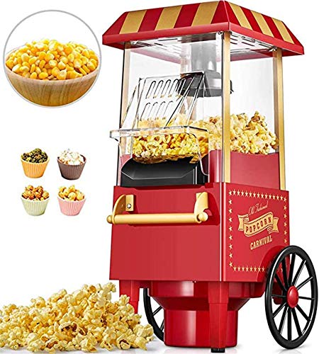 Feeyond Máquina De Palomitas De Maíz Eléctrica, Máquina De Palomitas De Maíz Eléctrica De Aire Caliente Retro Fácil De Hacer Bocadillos Bajos En Calorías, Amigos De Los Niños En Casa