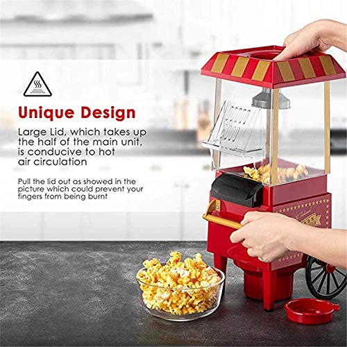 Feeyond Máquina De Palomitas De Maíz Eléctrica, Máquina De Palomitas De Maíz Eléctrica De Aire Caliente Retro Fácil De Hacer Bocadillos Bajos En Calorías, Amigos De Los Niños En Casa