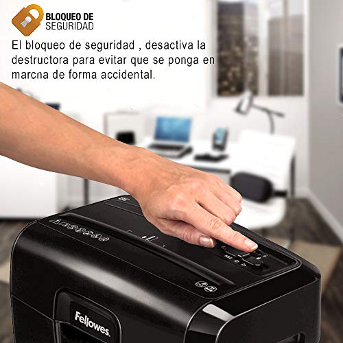 Fellowes 8C - Destructora trituradora de papel, corte en partículas, 8 hojas, negro