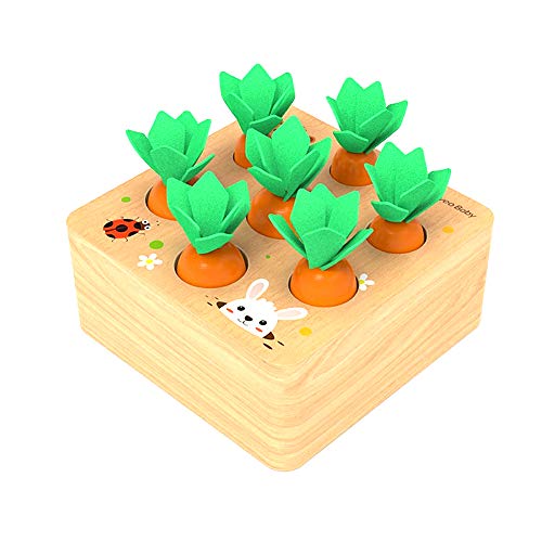Felly Juguetes Bebes 1 Año, Rompecabezas Juegos de Madera Zanahorias Clasificación, Juguetes Montessori Educativo Temprano para Niños y Bebés de 1 2 3 años, Regalo de cumpleaños, Navidad