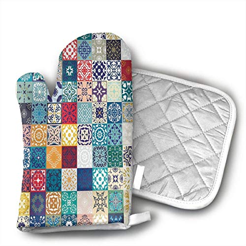 Felsiago – Guantes de horno y manoplas de cocina, diseño de patchwork, guantes para horno y Hot Pad, guantes de horno y agarraderas para regalos para el día de la madre en casa