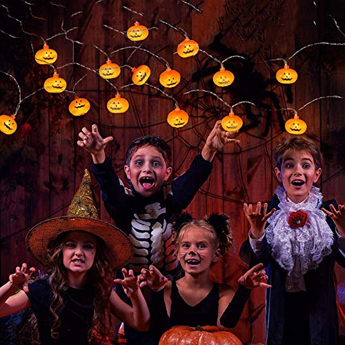 FemKey Cadena de Calabaza, Cadena de Luz, Ccadena de Lámpara Con Forma de Calabaza de Halloween, Linterna de Calabaza LED, Ambiente Temático de Halloween, Accesorios de Decoración