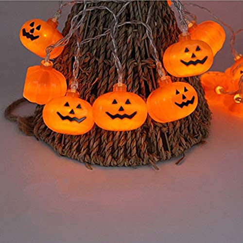 FemKey Cadena de Calabaza, Cadena de Luz, Ccadena de Lámpara Con Forma de Calabaza de Halloween, Linterna de Calabaza LED, Ambiente Temático de Halloween, Accesorios de Decoración