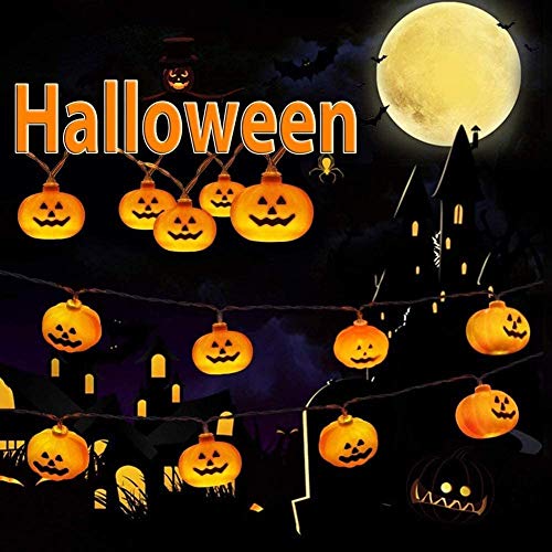 FemKey Cadena de Calabaza, Cadena de Luz, Ccadena de Lámpara Con Forma de Calabaza de Halloween, Linterna de Calabaza LED, Ambiente Temático de Halloween, Accesorios de Decoración