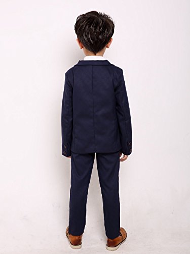 Fengchengjize Traje Niño Ceremonia Conjunto de 3 Chaleco Chaqueta Pantalones para Bautizo Boda Azul Marino 4-5 Años