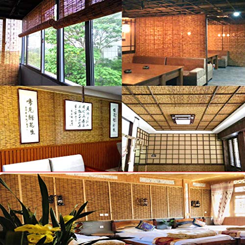 FENGSHOUU Natural Persianas Enrollable de Caña,Persiana Veneciana de Bambú,Carbonizado Cortina Opacas,Estores de Decoración de Paja Sombrilla Impermeable,para Jardín/Balcón,Personalizable