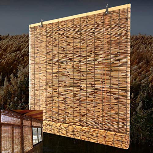 FENGSHOUU Natural Persianas Enrollable de Caña,Persiana Veneciana de Bambú,Carbonizado Cortina Opacas,Estores de Decoración de Paja Sombrilla Impermeable,para Jardín/Balcón,Personalizable