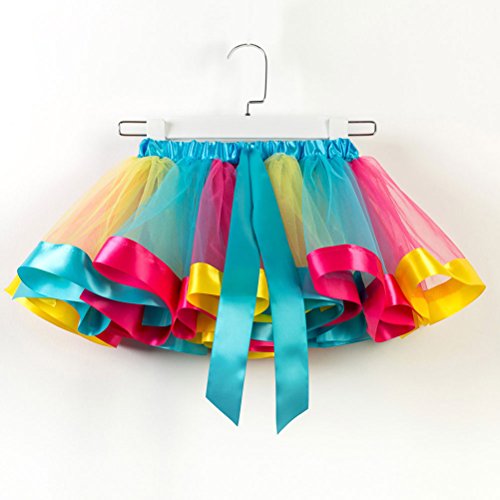FENICAL Disfraz de Unicornio para Niñas Diadema Unicornio Floral con Oreja y Falda Tutú de Arco Iris Disfraz para Fiesta Azul Cielo Tamaño M