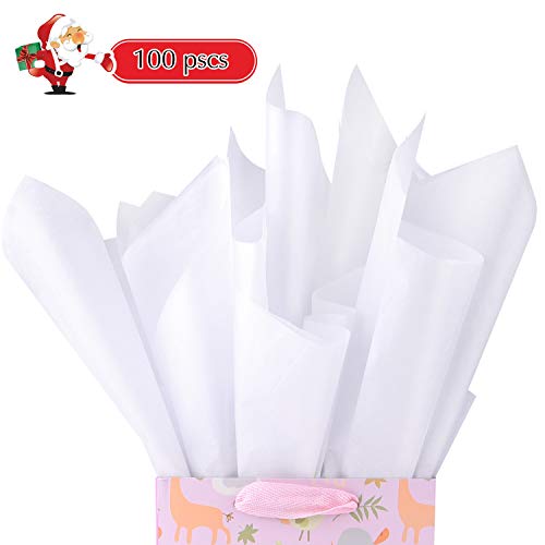 FEPITO 100 hojas de papel de seda de Navidad, papel blanco para envolver regalos, para envolver regalos, manualidades (14 x 20 pulgadas)
