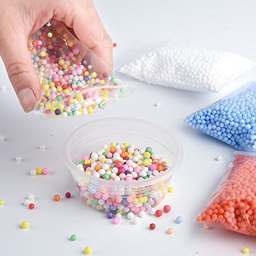 FEPITO 76 PCS slime kit, incluyendo bolas de espuma, bolas de pecera, ojos temblorosos, cáscara, rebanadas, hoja de oro de imitación, confeti, modelos animales (viene con no pegamento)