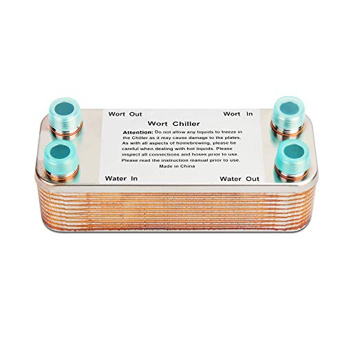 Ferroday - Enfriador de 20 placas de acero inoxidable soldado intercambiador de calor 3/4 NPT rosca placa enfriador (7,5 x 5 cm)