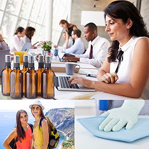 Fesjoy 6Pcs 100ML Botellas de aerosol de niebla de vidrio ámbar vacías Contenedores de vidrio recargables
