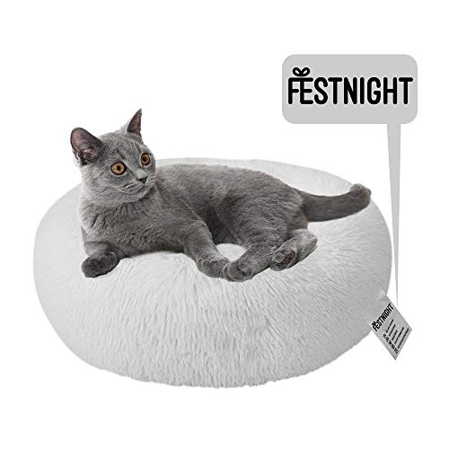 Festnight Cama Perro Gato Grande Pequeño Cama Mascota Redonda Felpa Sofa Suave Cachorro Animales Domésticos Invierno, Cómoda y Lavable, X/S/L/XL, Rosa/Blanco/Gris Claro/Gris Oscuro/Rojo/Marrón Claro