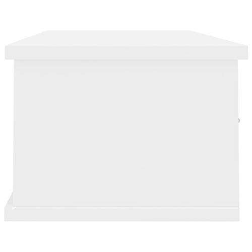 Festnight Estante de Cajones Pared Aglomerado Blanco con Brillo 90X26X18,5 Cm con 3 Cajones, Estante de Pared Estante Flotante Armario Suspendido para Pasillo Salón