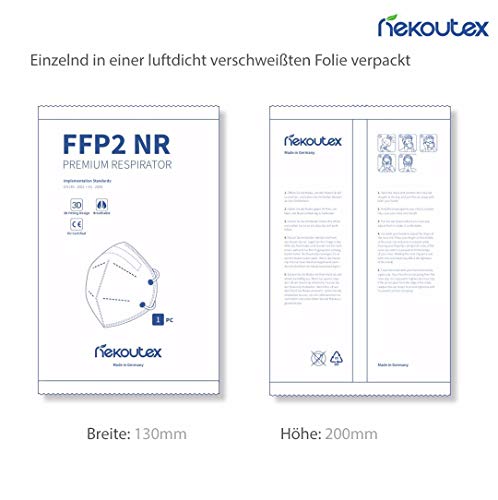 FFP2 - Mascarillas de protección respiratoria premium en un paquete único hermético, 4 capas de protección de las vías respiratorias con CE (NB2841), 10 unidades.