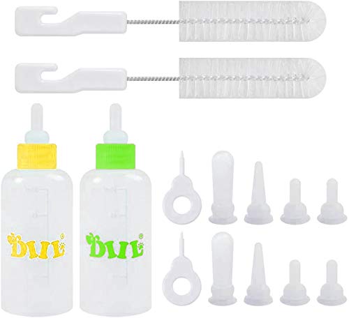FGF - Juego de 2 botellas de alimentación para cachorros de 60 ml para mascotas jóvenes, kit de botella de alimentación para perros, gatos, cachorros, botellas para mascotas
