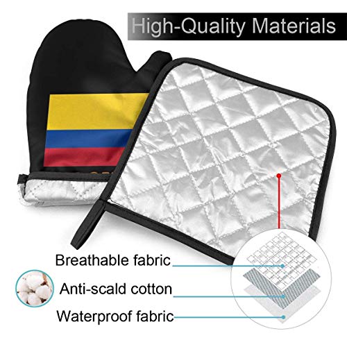 FGHJY Bandera colombiana Manoplas y soportes para ollas Colombia Guantes para cocinar Guantes para hornear para cocinar en barbacoa