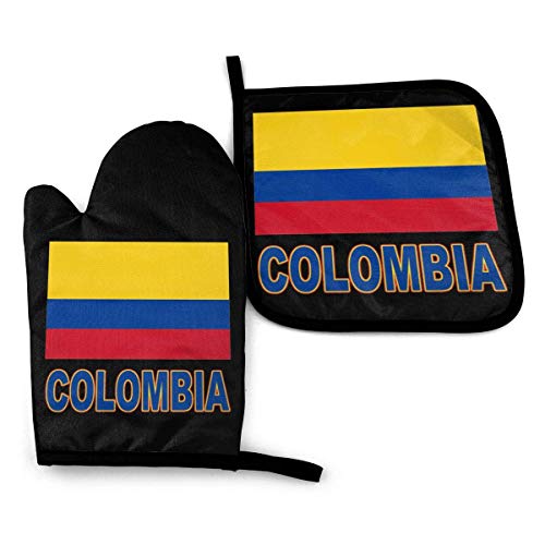 FGHJY Bandera colombiana Manoplas y soportes para ollas Colombia Guantes para cocinar Guantes para hornear para cocinar en barbacoa