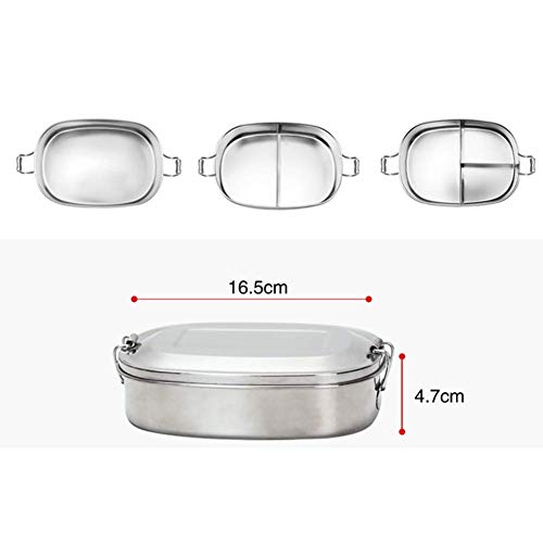Fiambrera, Acero Inoxidable Fiambrera, Contenedores de Alimentos, Apta para lavavajillas Bento de Comida Caja de Almuerzo para con Tres Compartimentos (Acero inoxidable 304)