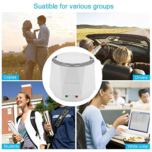 Fiambrera eléctrica multifuncional portátil de 1.6 L Ollas eléctricas con olla interna antiadherente para uso en camiones, 24V 140W(White)