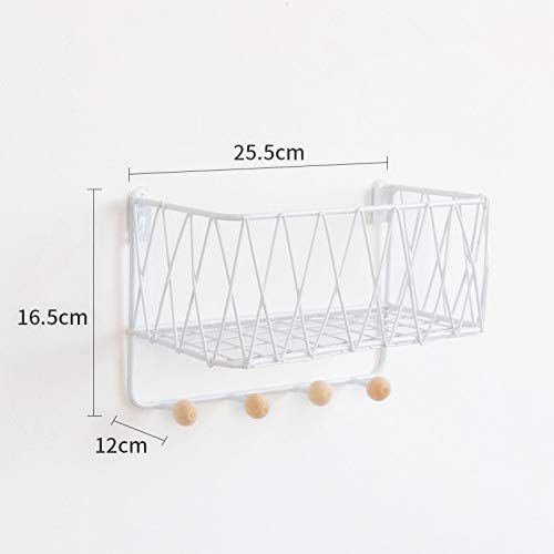 FICI Creative Nordic Estante de Almacenamiento de Pared de Hierro Forjado Rejilla Estante de Pared Gancho de Pared para el hogar Estante de Almacenamiento montado en la Pared, Negro   S